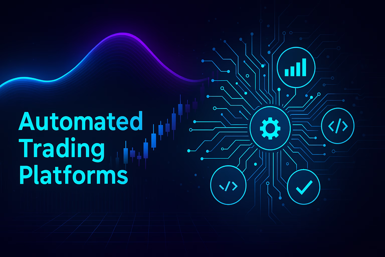 Futuristic dashboard of charts and code illustrating automated trading platforms and algorithmic strategy testing